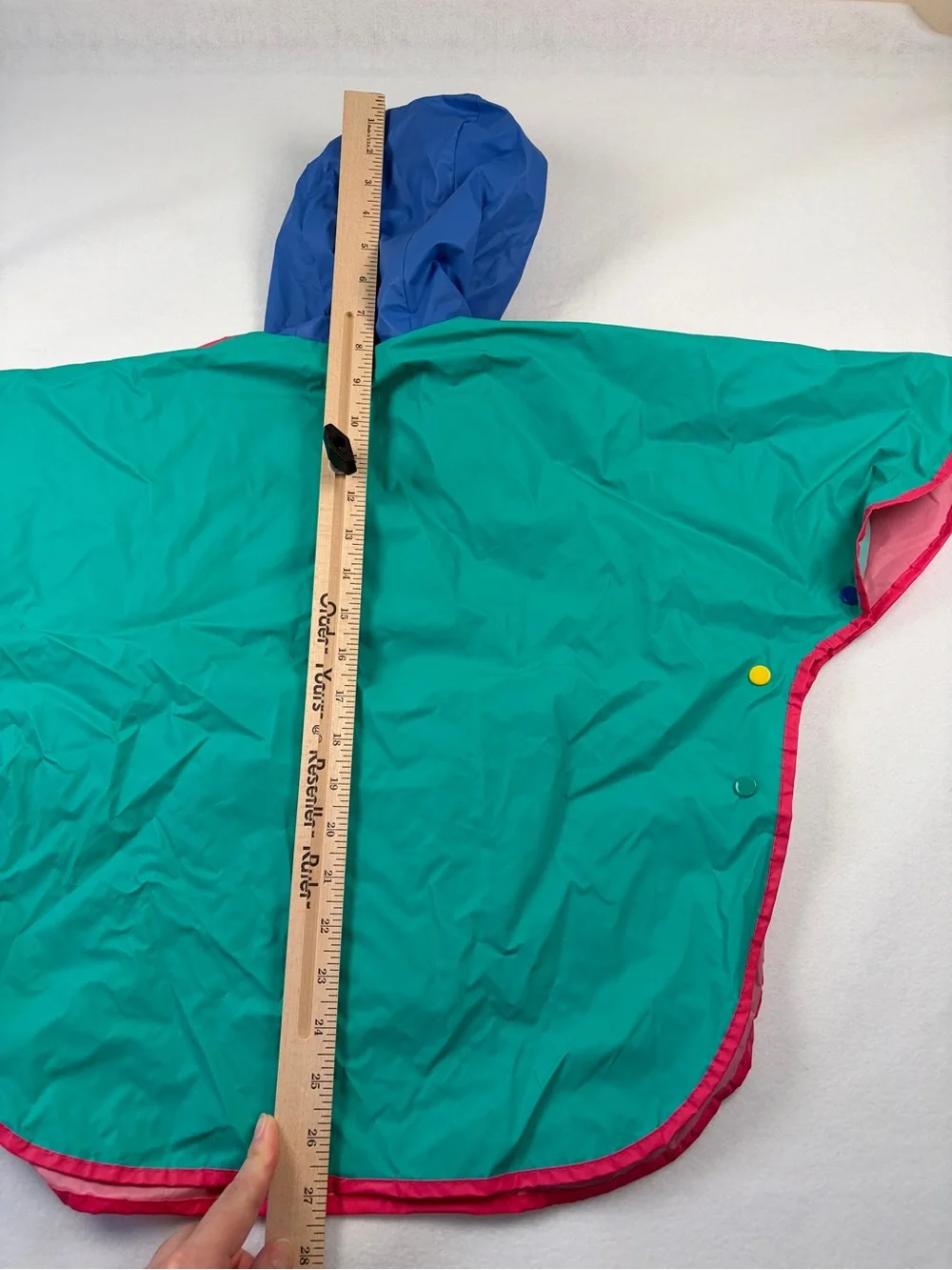 Vtg 90s Gymboree Kids PVC Nylon Colorful Waterproof Rain Poncho Rainbow‎ Tag S/M